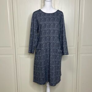 41 Hawthorn Knit A-Line Navy Stretch Size XL Navy Blue/White Pockets Long Sleeve